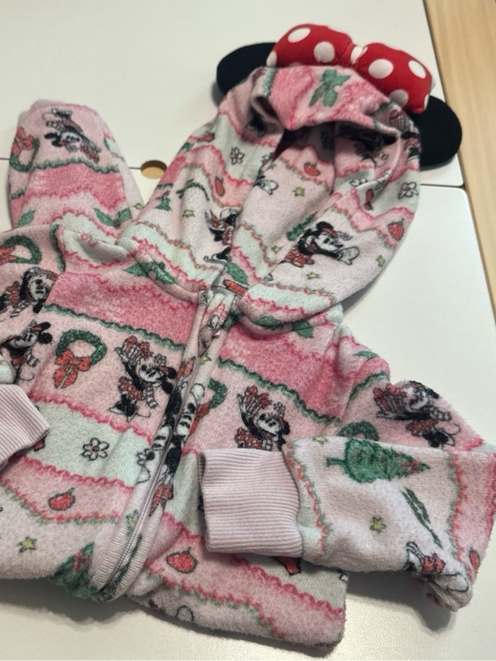 Posh Peanut Disney Minnie Fair Isle Pacci Hooded Romper 12-18m